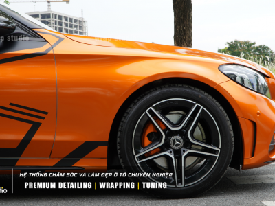 tem xe ô tô Mercedes C300 cam đen siêu ngầu