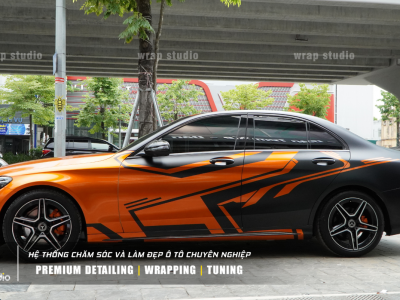 tem xe ô tô Mercedes C300 cam đen siêu ngầu