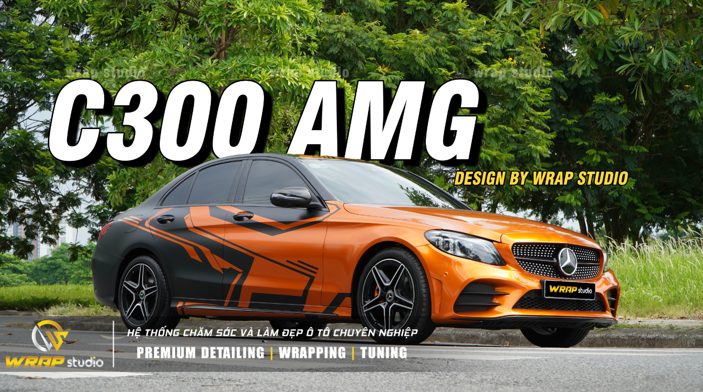 tem xe ô tô Mercedes C300 cam đen siêu ngầu