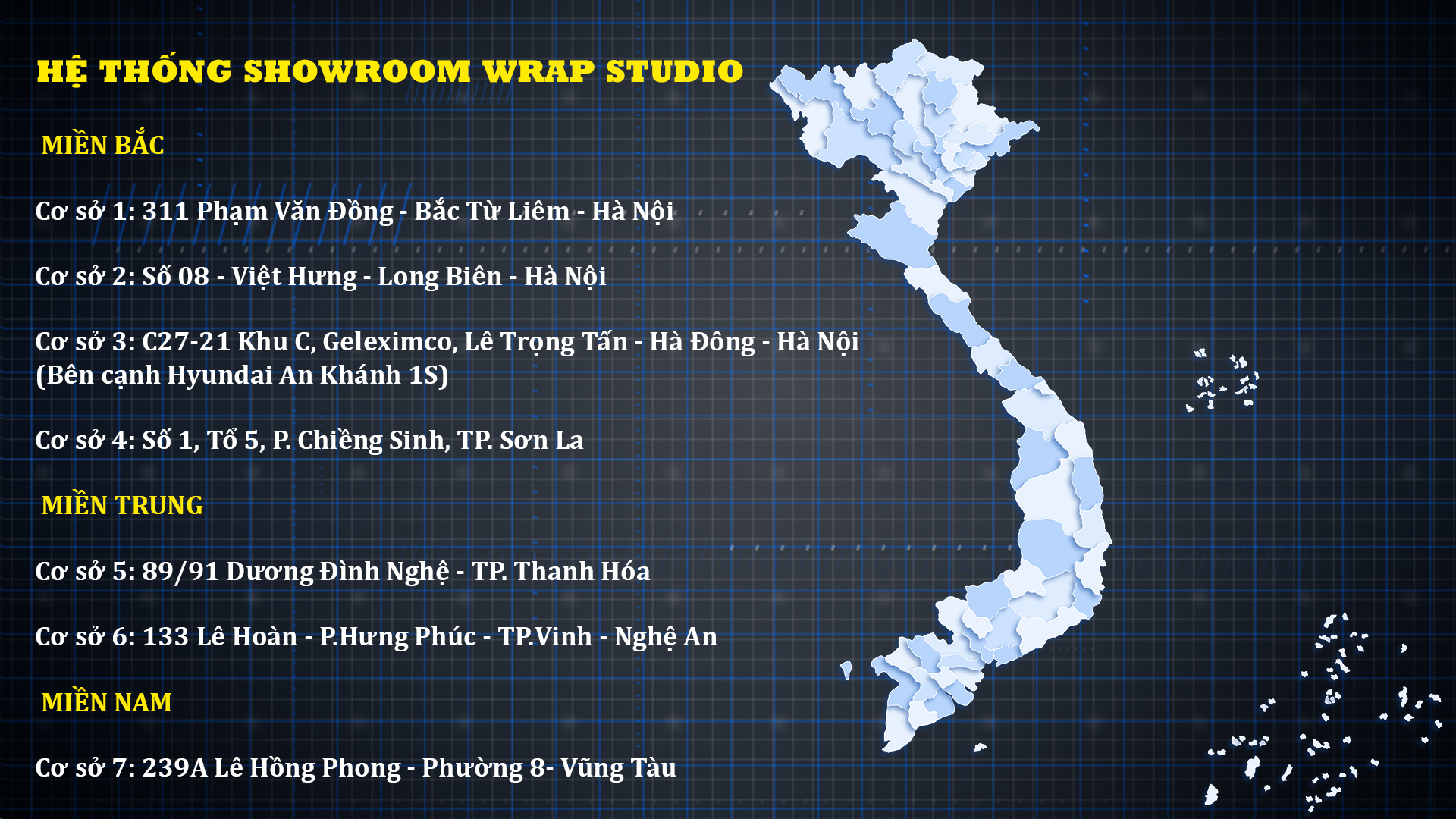 Hệ thống showroom Wrap Studio trên toàn quốc