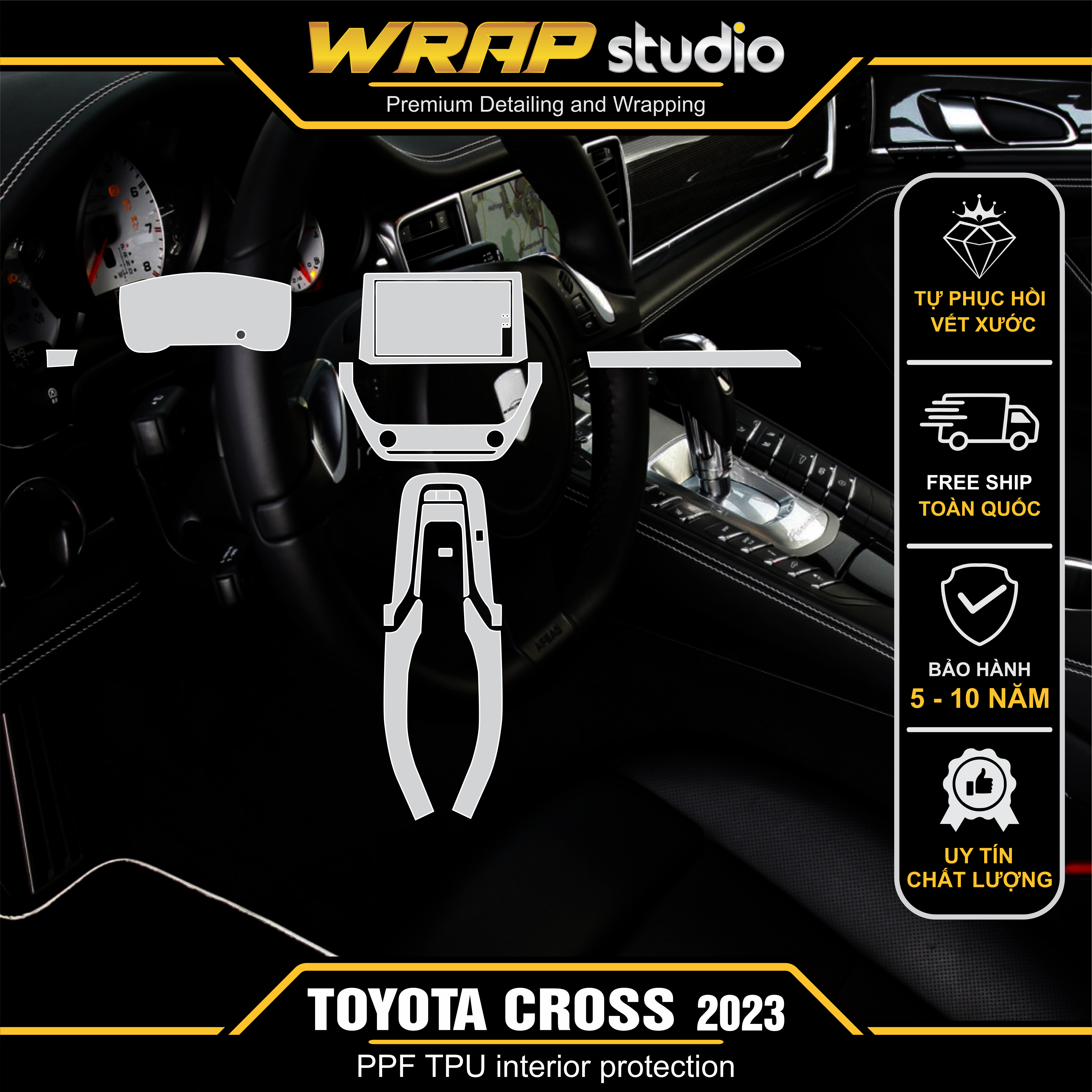 Thiết kế dán nội thất Toyota Cross - Wrap Studio