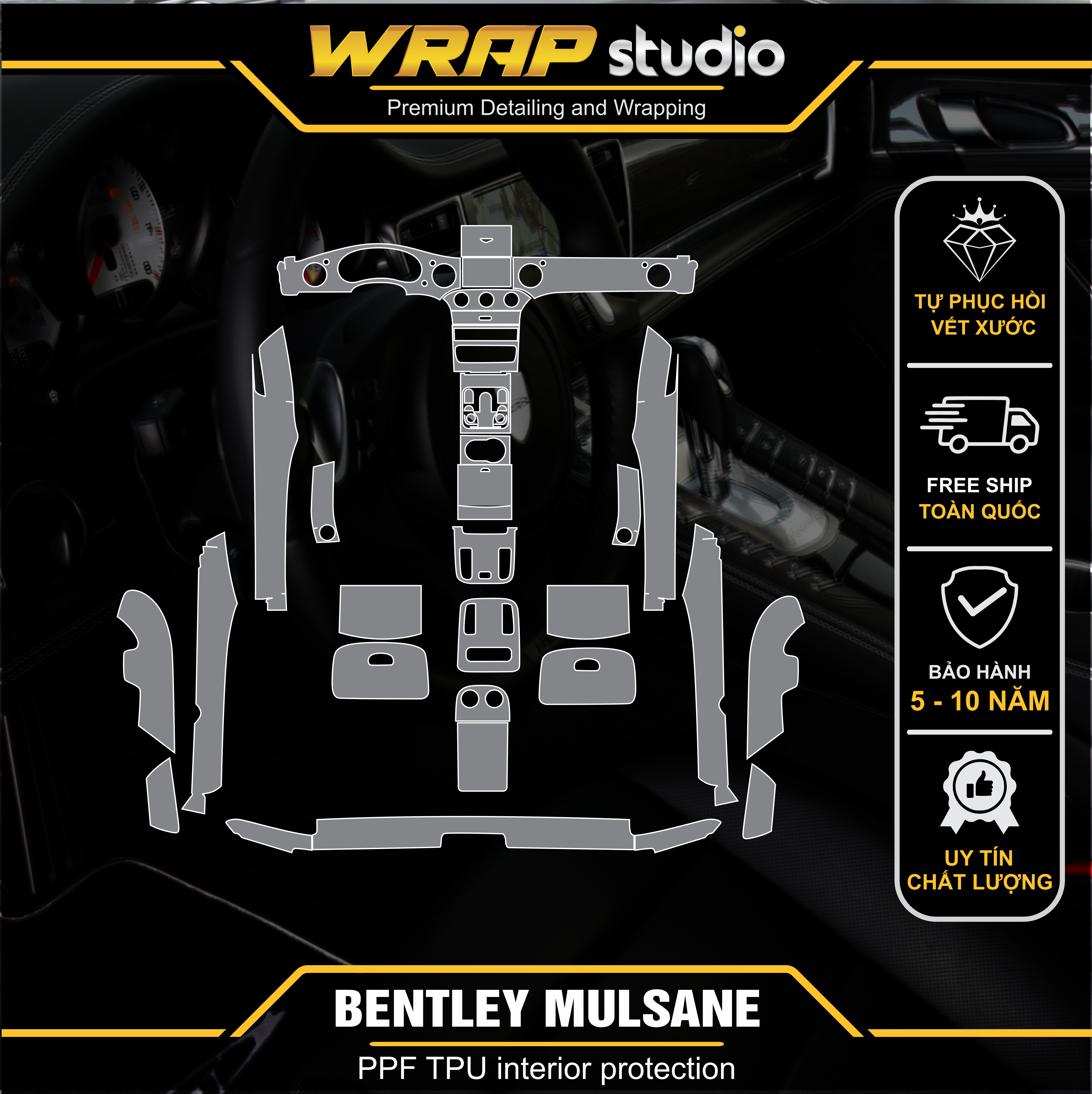 Thiết kế PPF nội thất cho Bentley Mulsanne