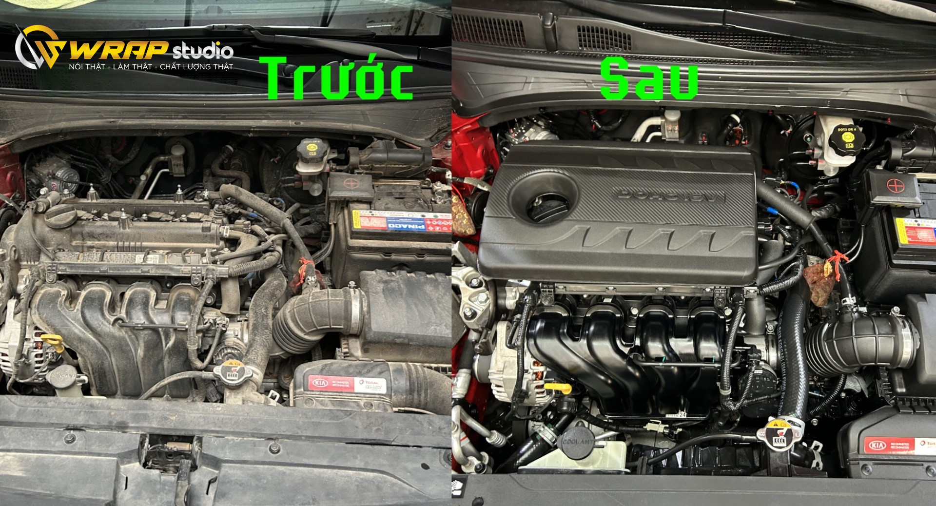 Trước và sau khi rửa khoang máy