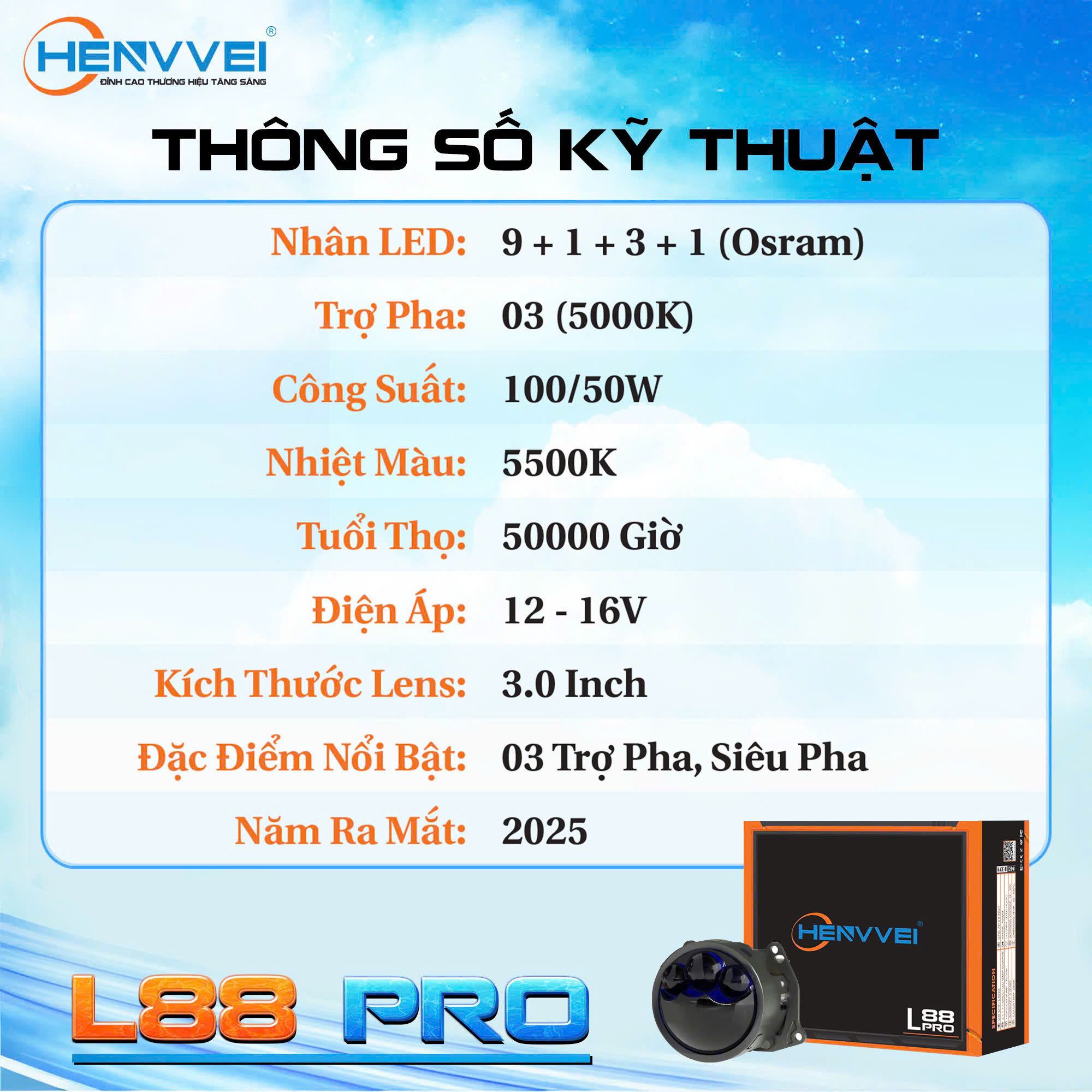 thông số kỹ thuật Henvvei L88