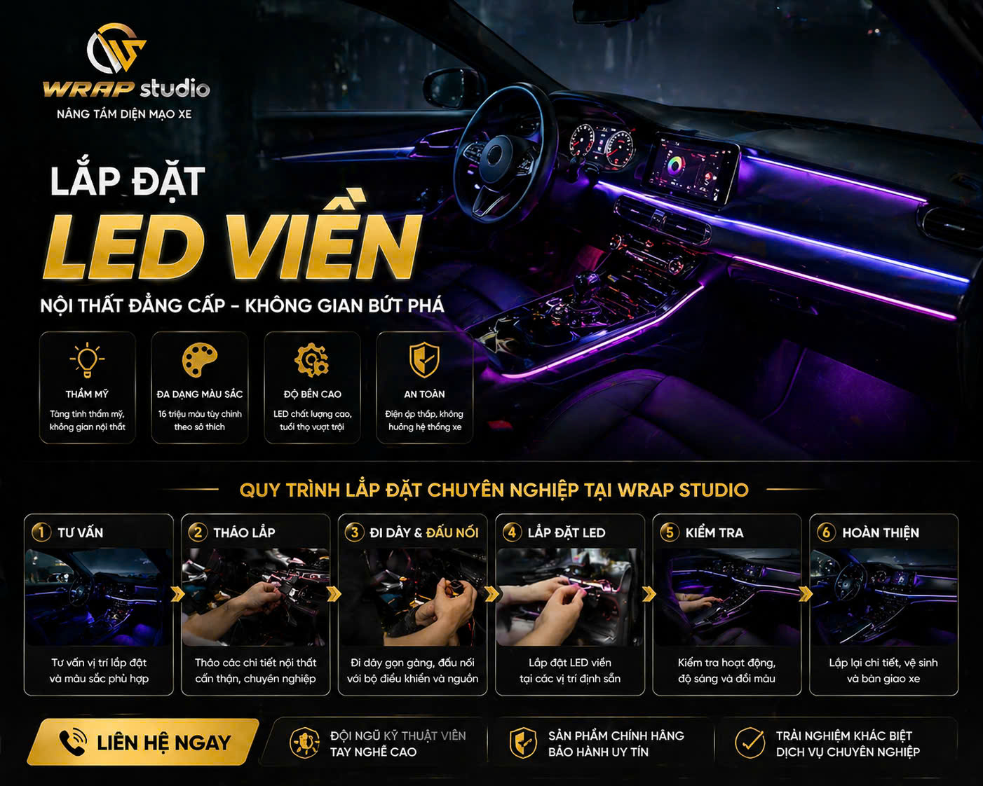 Lắp đặt Led viền tại WRAP STUDIO Lắp đặt Led viền tại WRAP STUDIO