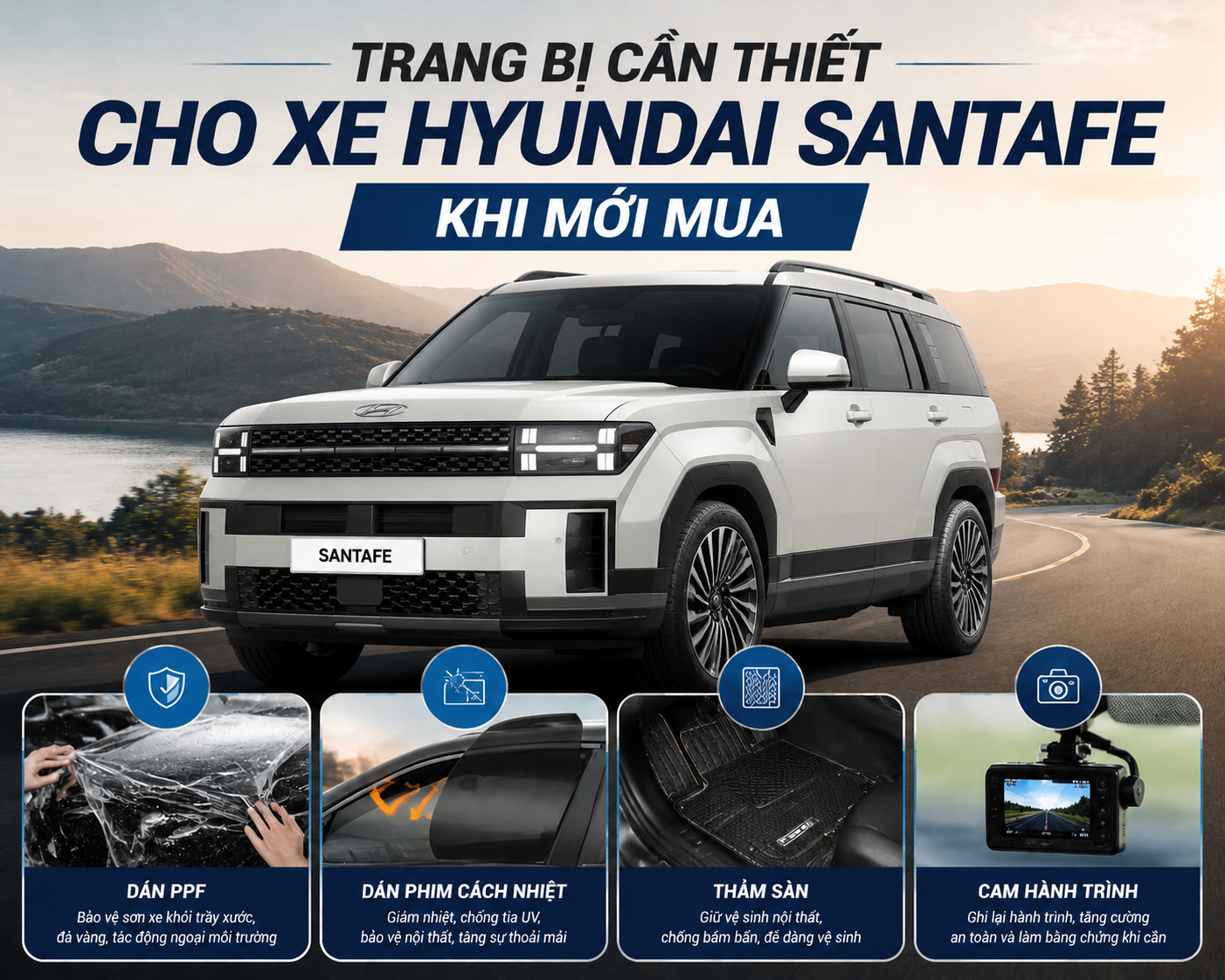 Trang bị cần thiết xe Hyundai Santa Fe