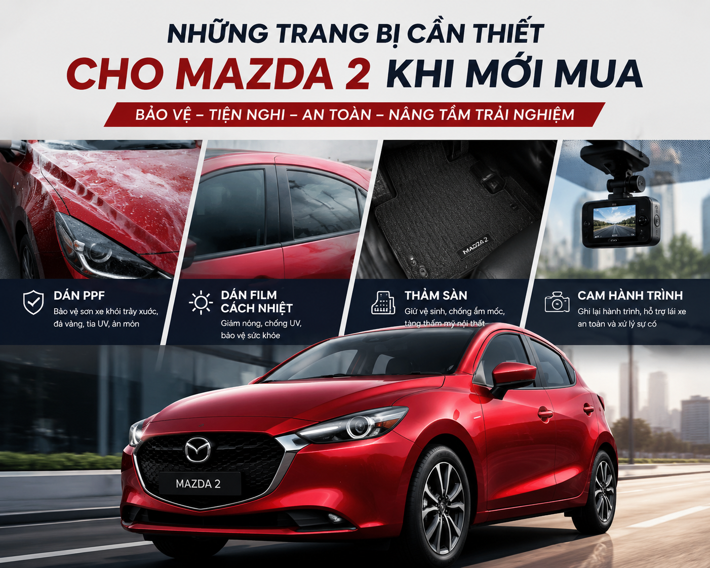 Trang bị cần thiết xe Mazda 2
