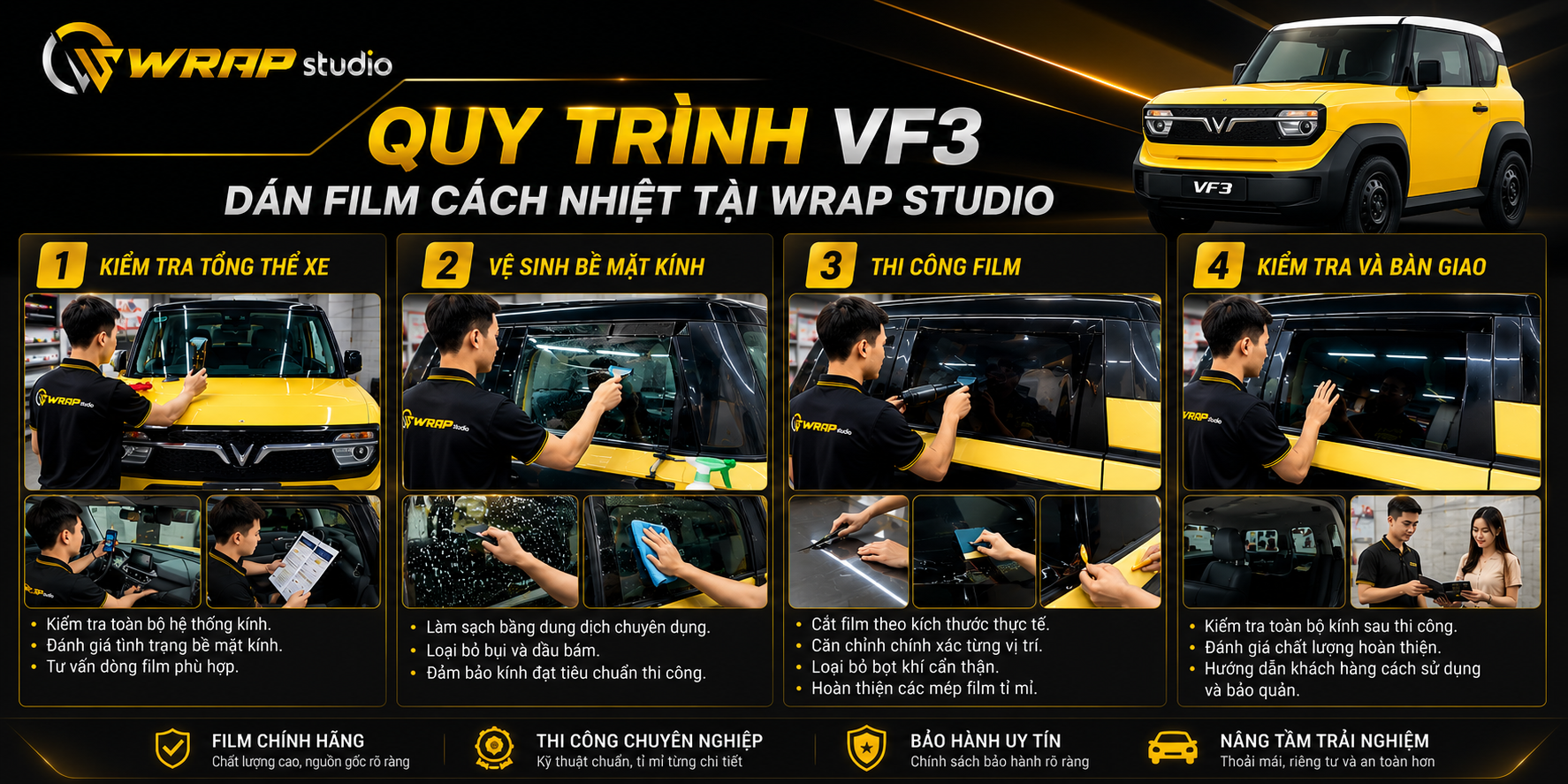 Quy trình VF3 dán film cách nhiệt 